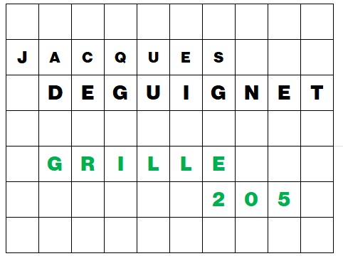 MOTS CROISÉS PAR Jacques DEGUIGNET (AMIPHI N°205) ET SOLUTION (AMIPHI N°204).
