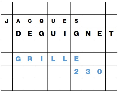 MOTS CROISÉS PAR Jacques DEGUIGNET (AMIPHI N°230) ET SOLUTION (AMIPHI N°229).