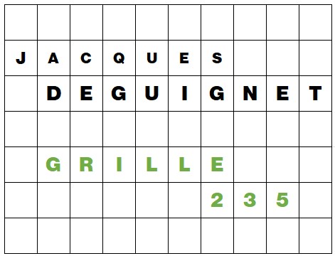 MOTS CROISÉS PAR Jacques DEGUIGNET (AMIPHI N°235) ET SOLUTION (AMIPHI N°234).